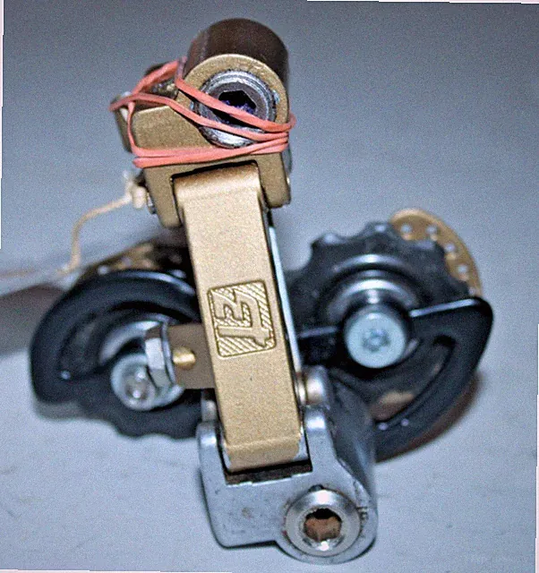 1971 Czechoslobakia Russian HVZ Rear Derailleur Short Reach Gold Silver Aluminum