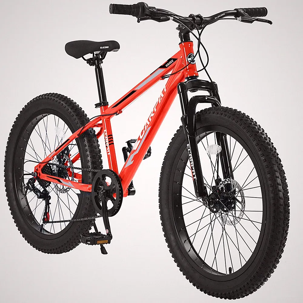 24" Fat Tire Mountain Bike Shimano 7-Speed Dual Disc Brake High-Carbon Steel