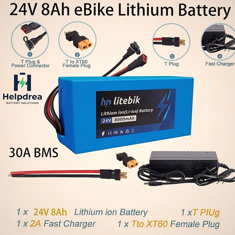 24V Electric Bicycle Bike Scooter Battery li-ion ebike Battery & 30A BMS&Charger