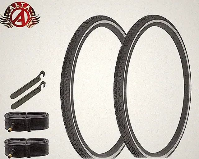 ALTA BICYCLE WIRE BEAD 24 x 1-3/8 DURABLE TIRES WHITEWALL CROSS RANGER 6PC SET.