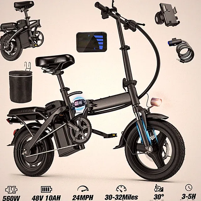 Folding Electric Bike for Adults And Teenagers,560W Peak Motor, Top Speed 24MPH
