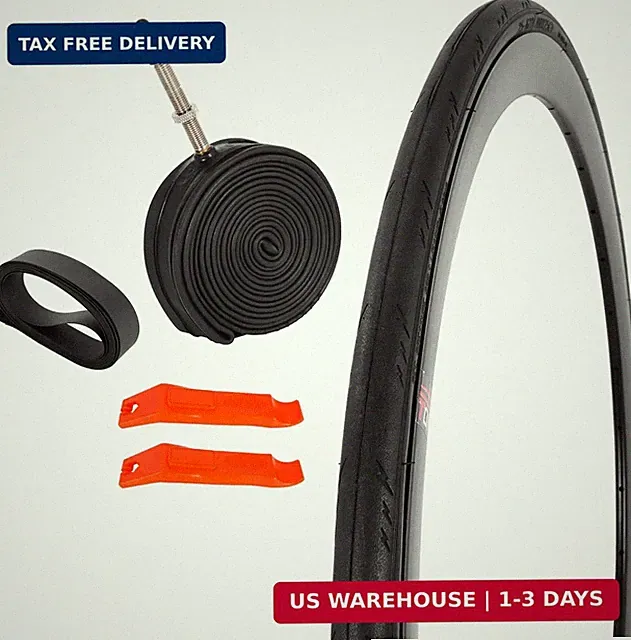 JIAYAN 700 x 25c Road Bike Tire with Inner Tube and Tire Levers,Bicycle Foldable