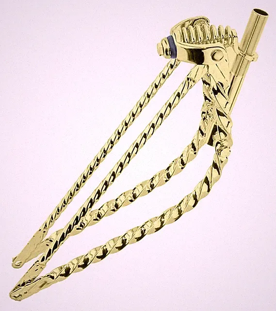 LOWRIDER Bicycle 24” Square Single Twist BENT Springer Fork 1” Threaded Gold.