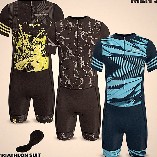 Men Triathlon Cycling Trisuit Running Padded Swimming Jumpsuit Tri Skinsuit