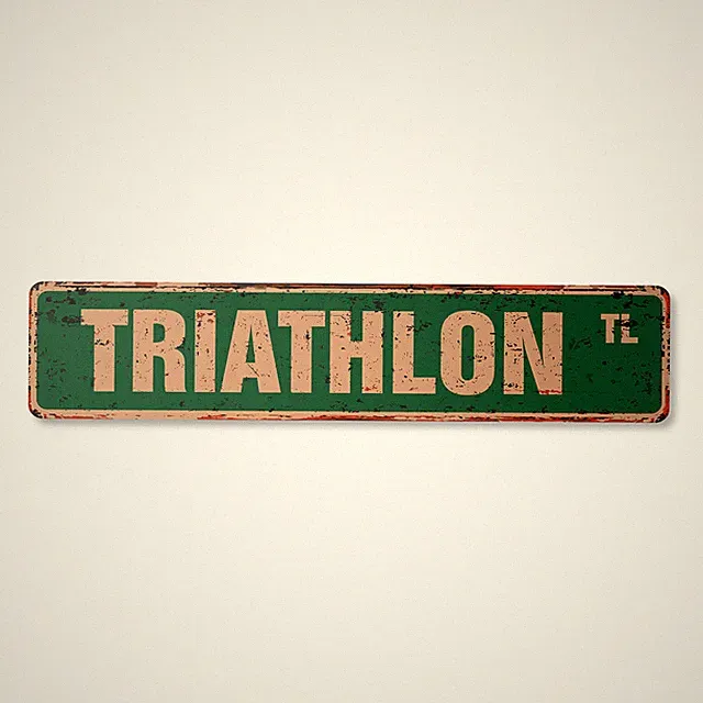 TRIATHLON Vintage Street Sign triathlete runner bike swimming cycling